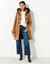Effen duffelcoat met kap in nepbont (karamel)