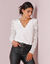 Blouse met geschulpte halslijn aan de rug en kanten mouwen (ecru)