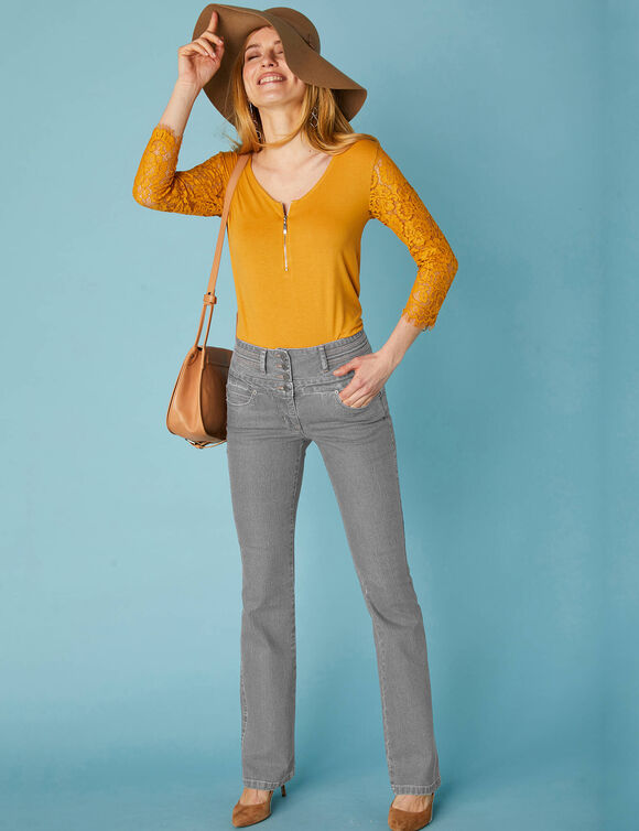 Jean bootcut taille haute - grande stature (gris)