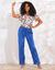 Ruime broek in soepele viscose, effen (blauw)