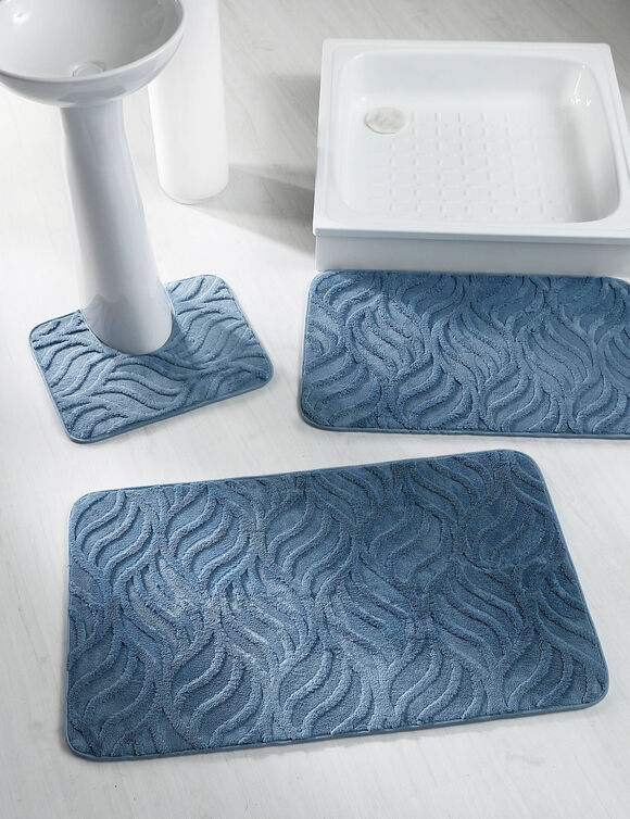 Tapis de bain reli&eacute;f&eacute; effet "flamme" (bleu)