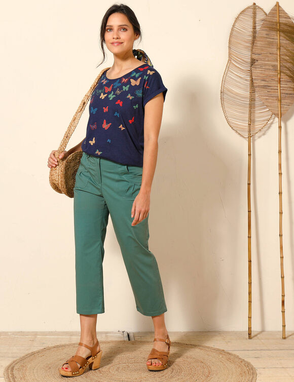 Pantacourt droit stretch (kaki foncé)