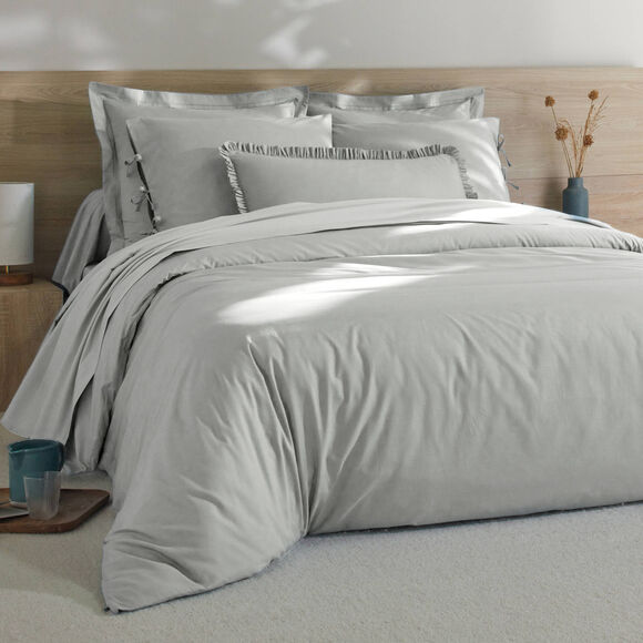 Linge de lit uni percale (gris perle)
