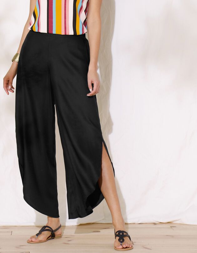 Pantalon large fendu (noir)