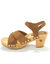  Sabots cloutés en cuir, talon bois (caramel)