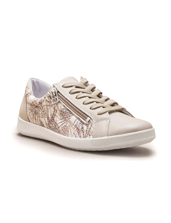 Sneakers met rits en veters, grote breedte (beige)