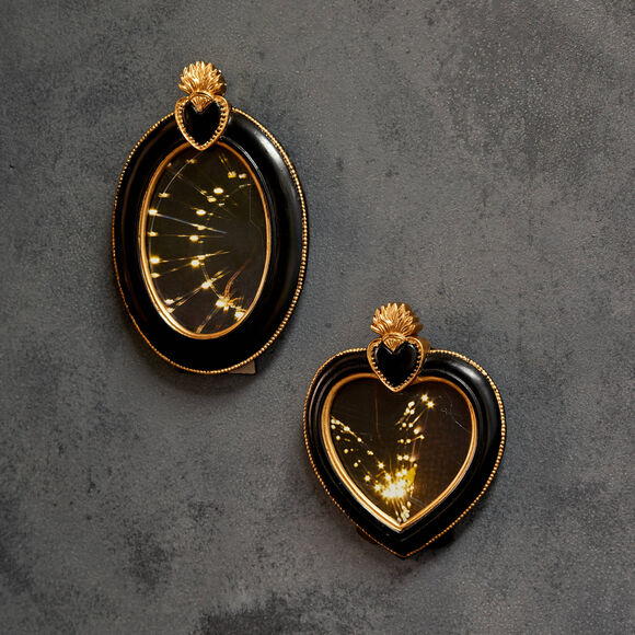 Cadre-photo ex-voto forme c&oelig;ur, polyr&eacute;sine (dor&eacute;)