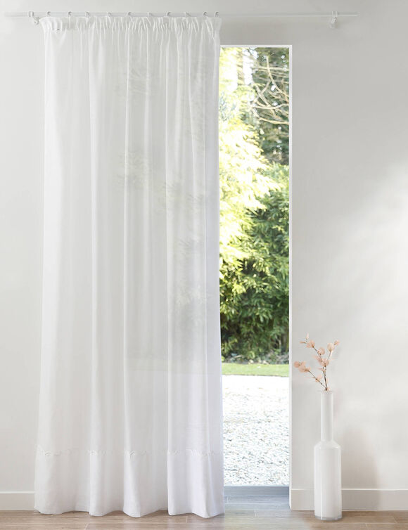 Panneau lin polyester base Cornely finition galon fronceur (blanc)