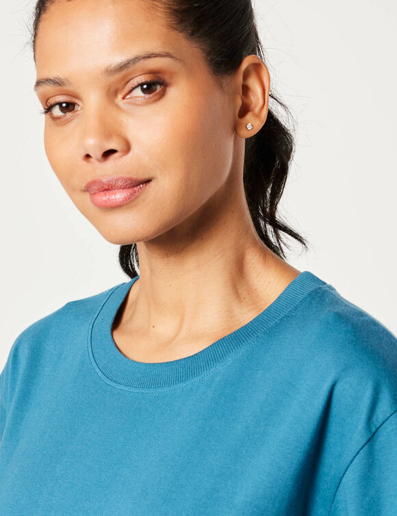 T-shirt boîte manches coudes (bleu canard)