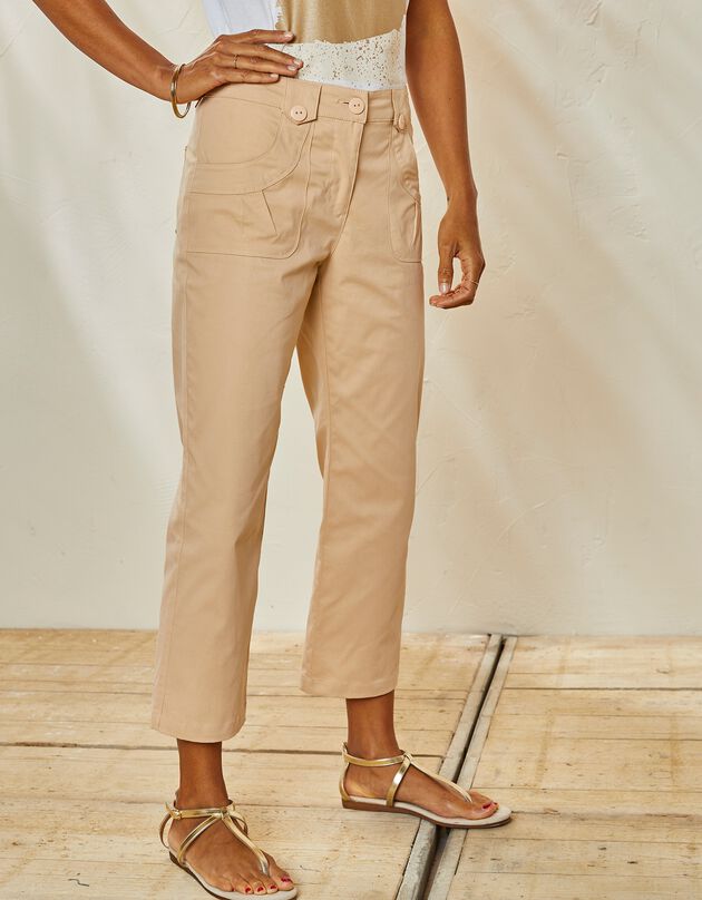 Rekbare 7/8-broek (zandkleur)