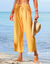 Ruime 7/8-broek, viscose en linnen (saffraangeel)