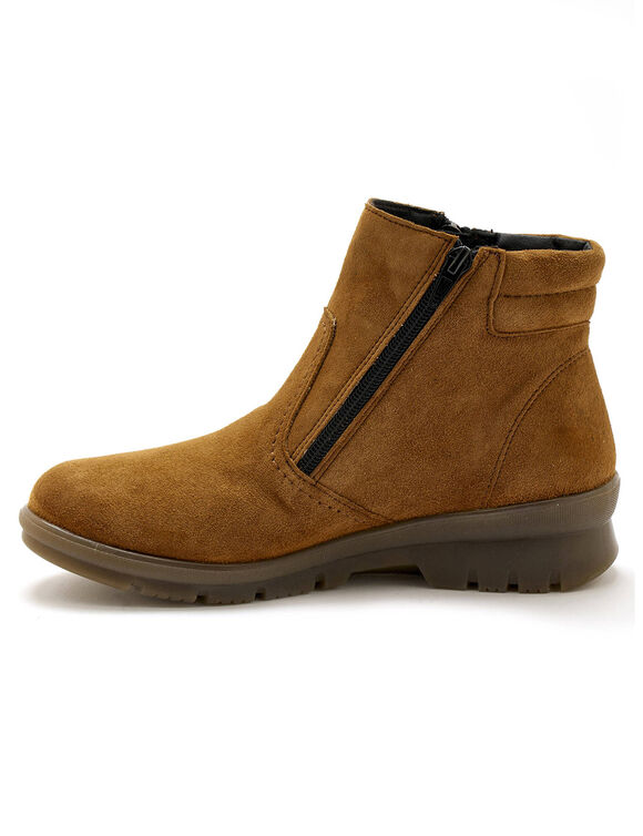 Rekbare, leren boots met dubbele rits PÉDICONFORT (bruin)
