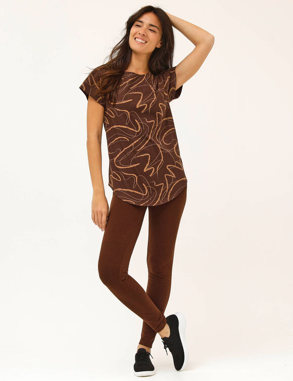 T-shirt manches courtes imprim&eacute; (chocolat / caramel)