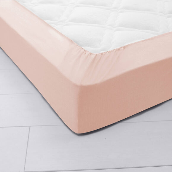 Effen hoeslaken in jersey, hoekdiepte 40 cm (poederroze)