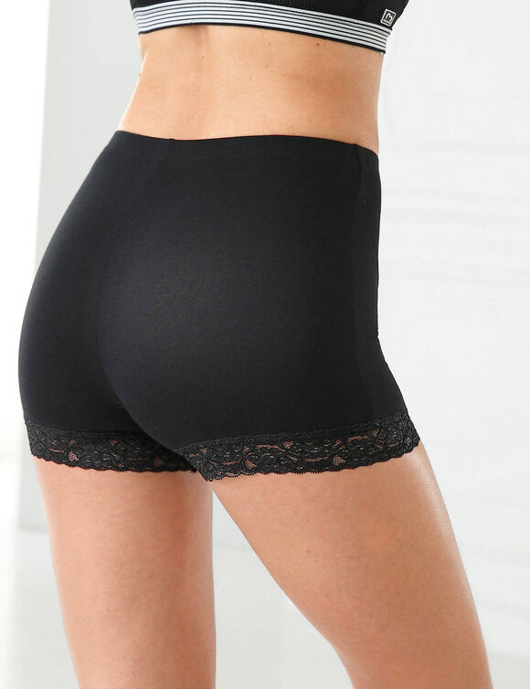 Boxer coton dentelle - lot de 2 (noir)
