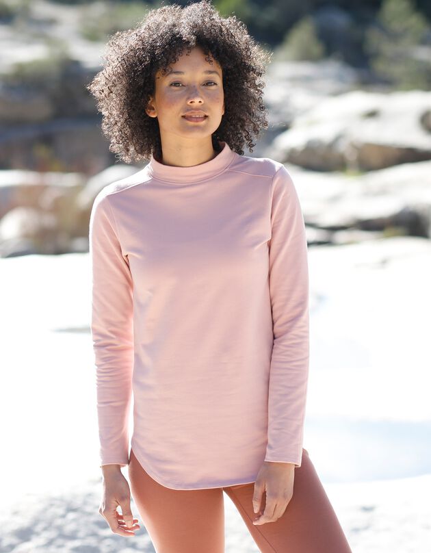 T-shirt molleton anti-froid, col montant   (rose poudré)