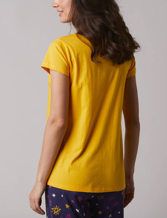Pyjama-T-shirt met korte mouwen en bedrukking met Estrella (geel)