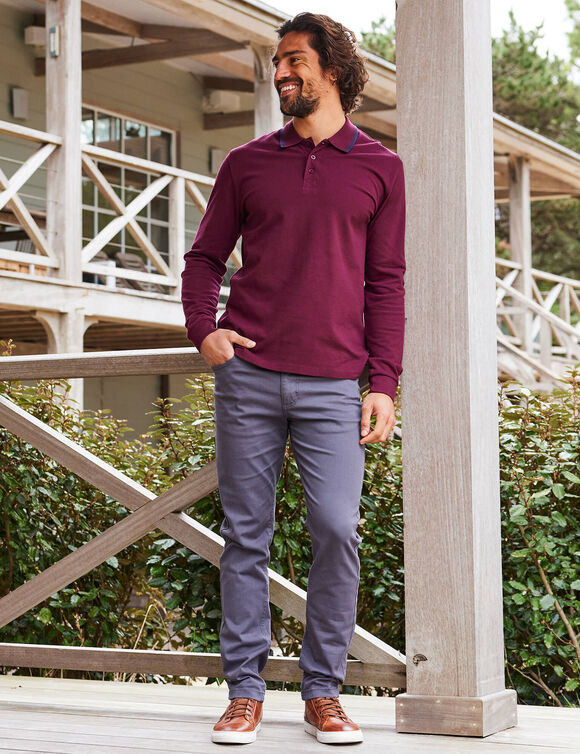 Pantalon droit 5 poches twill coton extensible (anthracite)