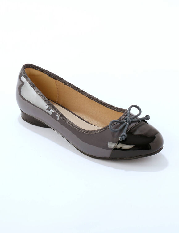 Tweekleurige platte ballerina's (grijs / zwart)