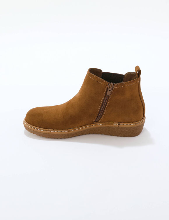 Boots met sleehak, elastiek opzij (karamel)