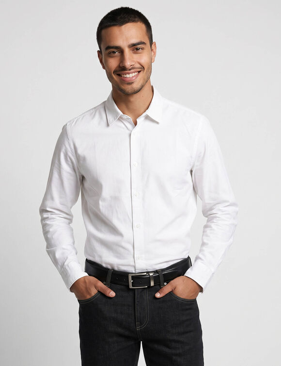 Overhemd van 100% katoen twill, onderhoudsvriendelijk (wit)