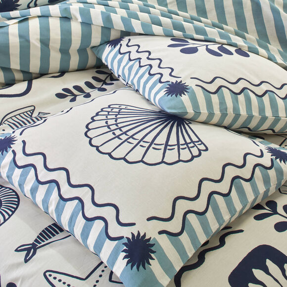 Bedlinnen Marinette, in bedrukt katoen (blauw)