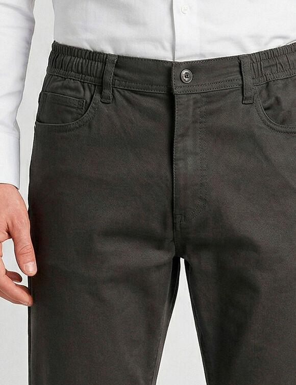 Pantalon droit 5 poches &eacute;lastiqu&eacute; c&ocirc;t&eacute;s - L28 (anthracite)