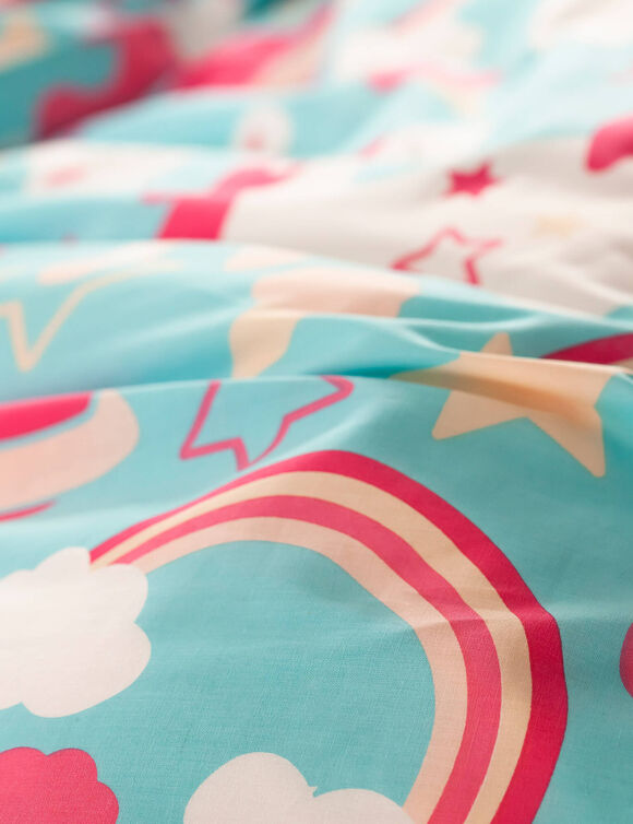 Bedlinnen voor kinderen met Eenhoornmotief in biologisch katoen, eco-verantwoord (blauw)