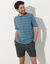 Gestreepte shortama met Tunesische hals (antraciet / eendenblauw)