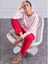 Pyjama polaire imprim&eacute; pois toucher peluche manches longues (cerise pois)