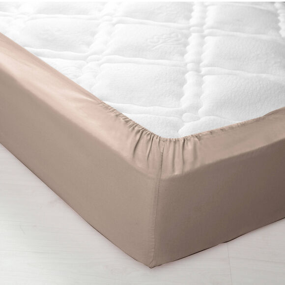 Drap-housse uni polyester - coton bonnet 32 cm (grège)