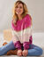 Pull col rond rayé, toucher doux (rose / écru)