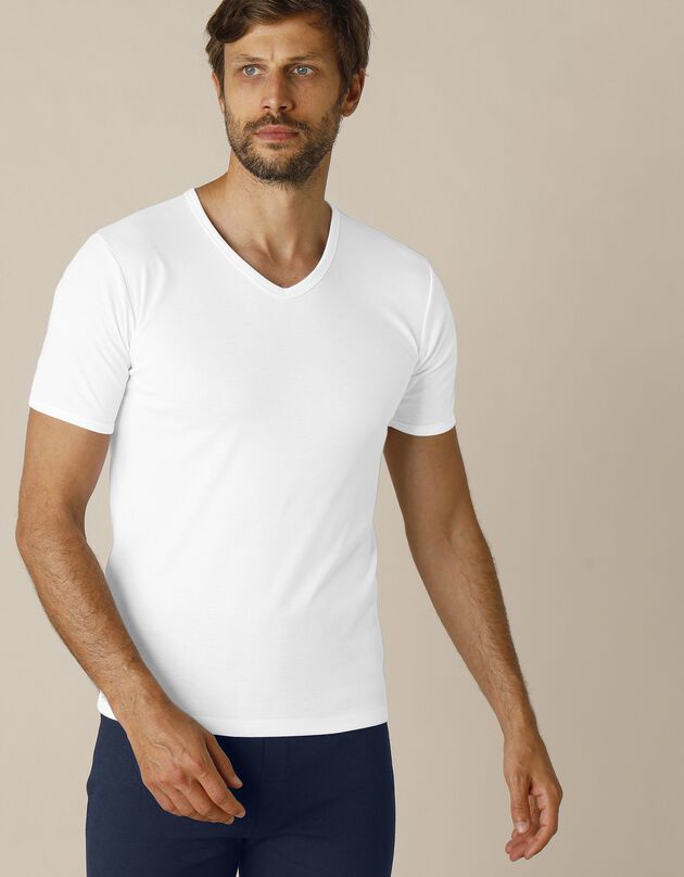 T-shirt met V-hals en korte mouwen - herenondergoed, set van 2 (wit)