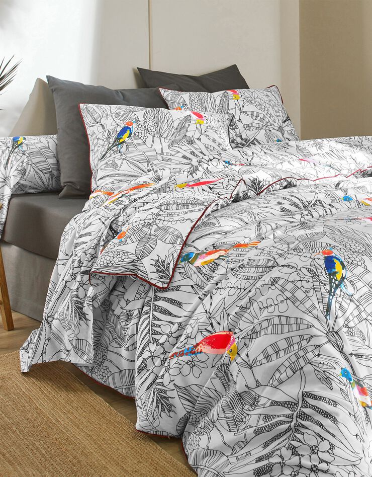 Linge de lit Diana en coton à motifs feuillage et oiseaux, blanc Linge de lit Diana en coton à motifs feuillage et oiseaux, blanc, hi-res image number 0