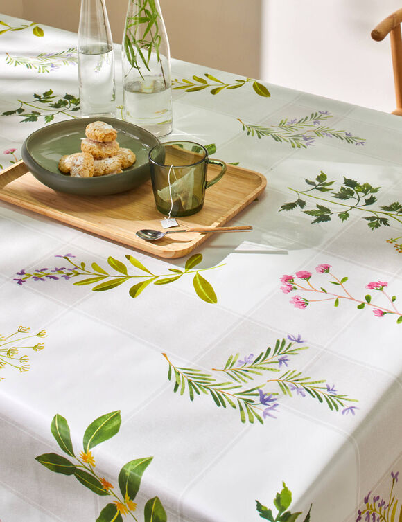 Nappe toile cirée imprimé printanier (blanc / multicolore)