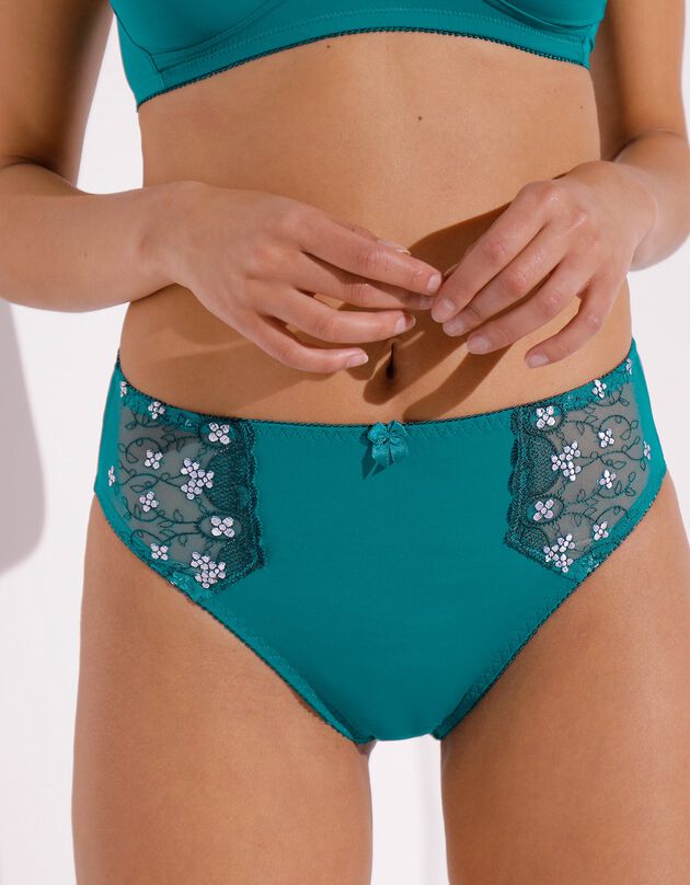 Culotte microfibre tulle brodé Caminata (émeraude)