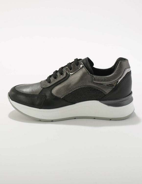 Sneakers compensées en cuir  (noir)