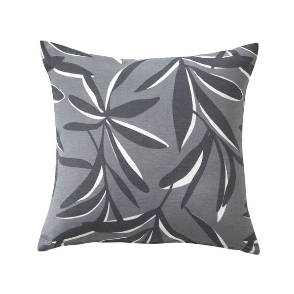 Housse de coussin imprimé feuillage (gris)