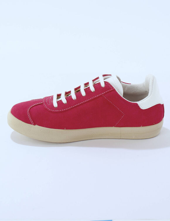 Baskets vintage croûte de cuir colorées (fuchsia)