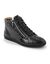 Hoge sneakers met ritssluiting van soepel leer met getecteureerde structuur (zwart)