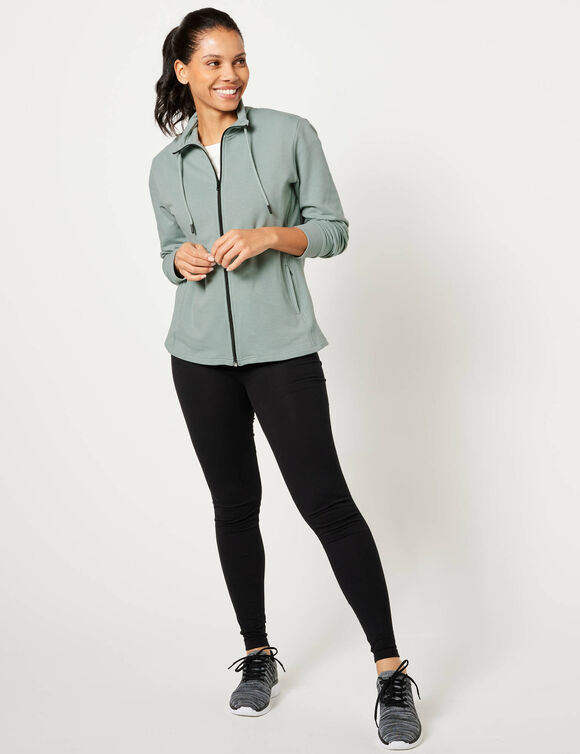 Sweat zippé, col montant (vert d'eau)