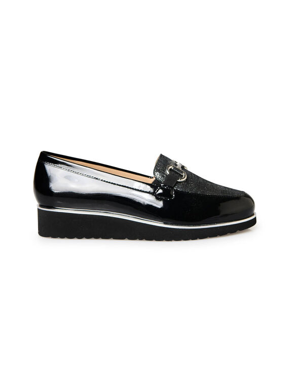 Slip-ons met sleehak, franjes en kwastjes - luipaard/bruin (zwart)