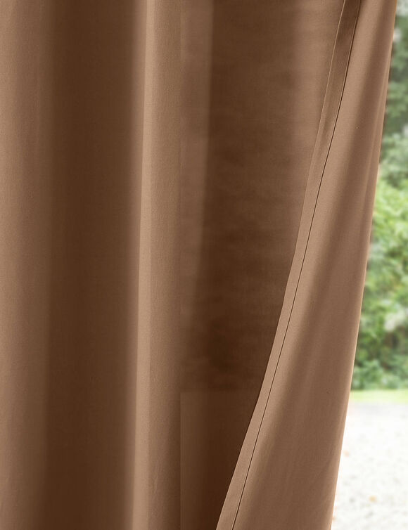 Rideau bachette uni tamisant oeillets (taupe)