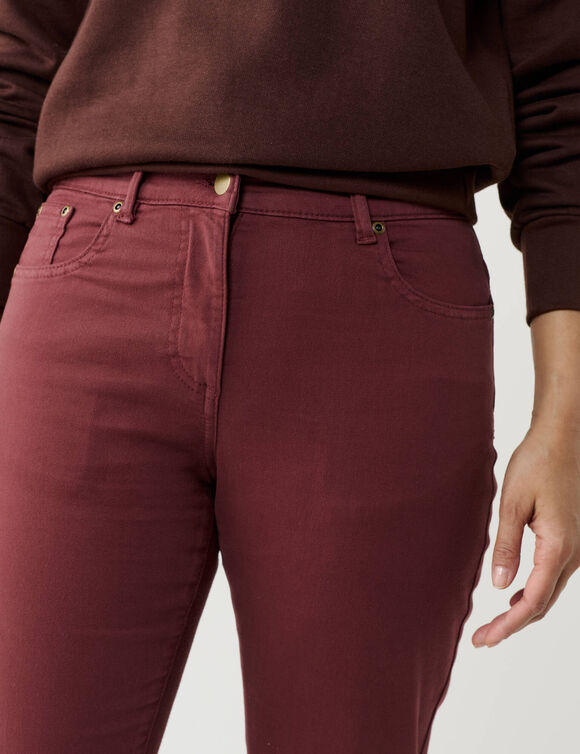 Pantalon 7/8&egrave;me fusel&eacute; stretch uni (chocolat)