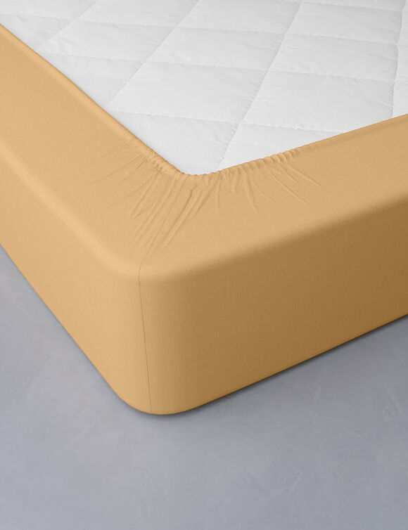 Drap-housse uni percale bonnets 40 cm (miel)