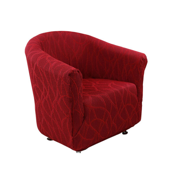 Housse extensible motif jacquard "serpentins" spéciale fauteuil cabriolet  (rouge)
