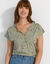 T-shirt met Tunesische hals en korte mouwen, bedrukt (kaki)