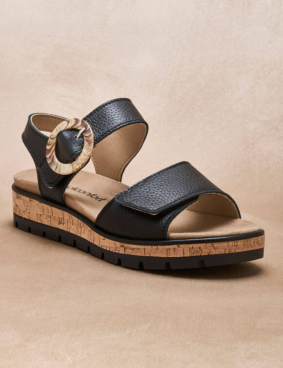 Sandalen met scratchriempjes, comfortabele breedte (zwart)