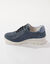 Sneakers met veters en breed model, in leer met rekbare pasjes (blauw)