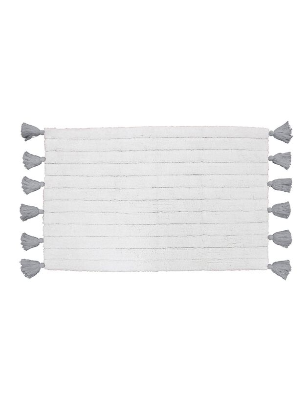 Badmat in jacquard met pompons - katoen (wit / grijs)